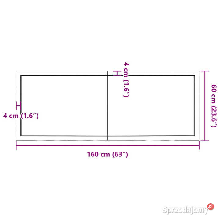 Półka brązowa 160x60x24 lakierowane lite drewno