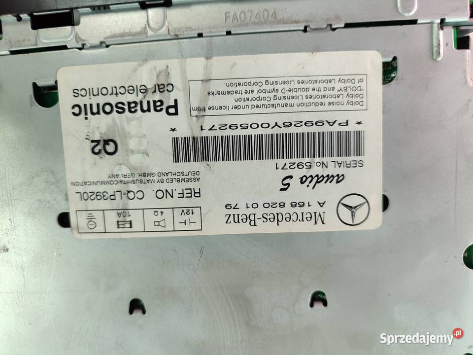 Radio Radioodtwarzacz Mercedes A W168 Pozostałe