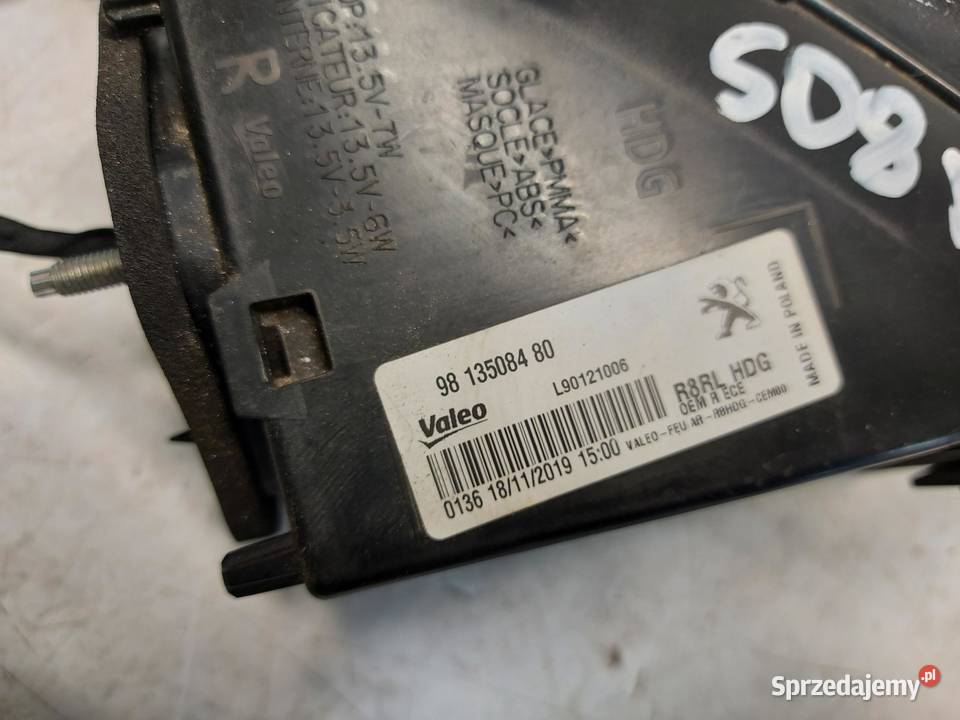 PEUGEOT 508 II Lampa tył prawa Sedan GTLine