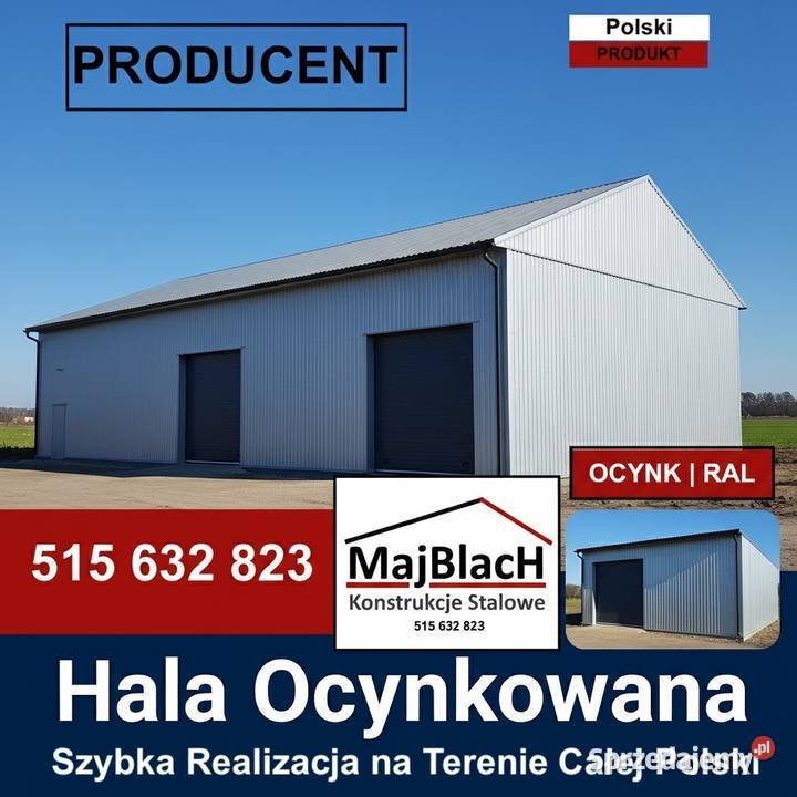 A61Duża Wiata Hala Garaż Blaszany RAL Montaż Grajewo