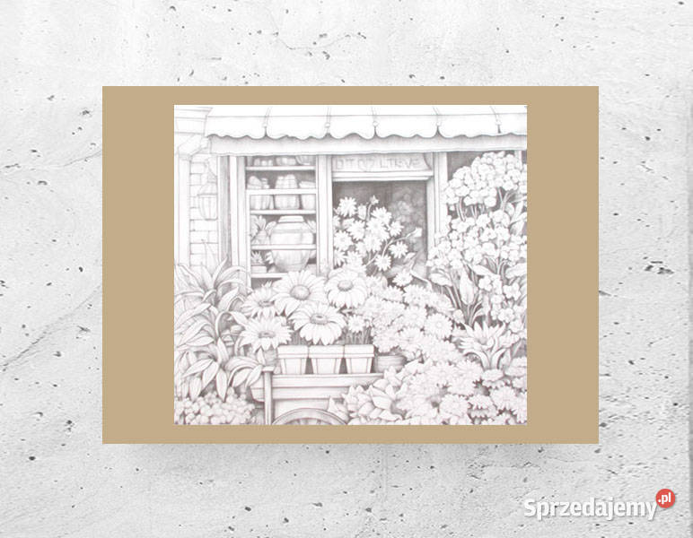 biało czarny plakat A4 okna plakat ogród plakat beżowy Rzeszów sprzedam