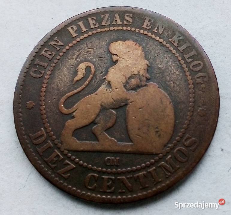 HISZPANIA5 CENTYMÓW1870 r ŁADNA Antyki, Sztuka, Kolekcje mazowieckie Legionowo
