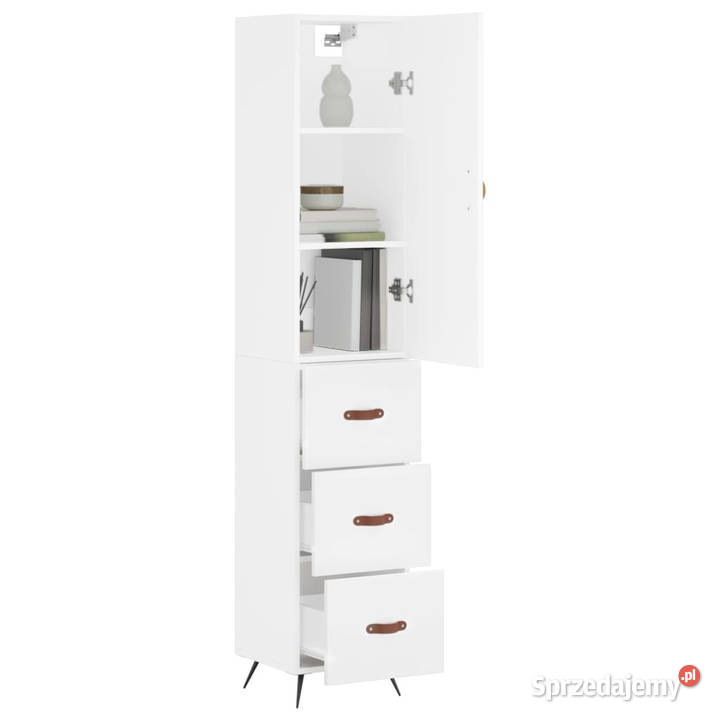 Wysoka szafka biała 345x34x180 materiał Warszawa