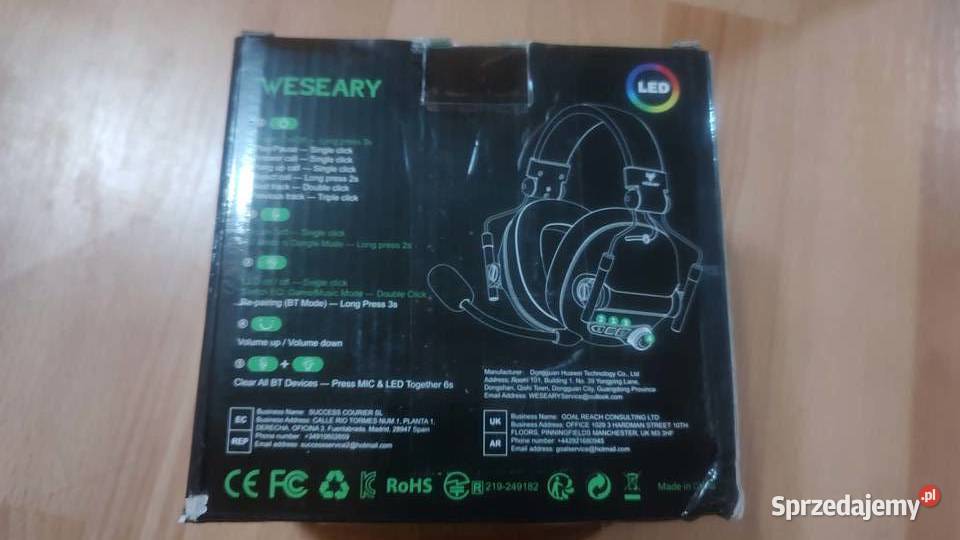 Słuchawki nauszne weseary WG2 gamingowe Słuchawki i głośniki