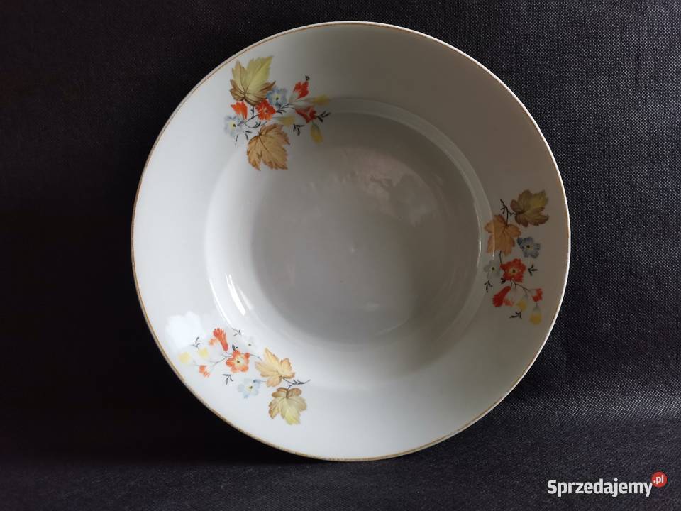 Stary przedwojenny duży głęboki talerz porcelana