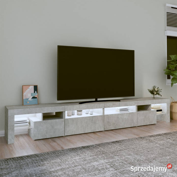 Szafka pod TV z oświetleniem LED szarość betonu mazowieckie