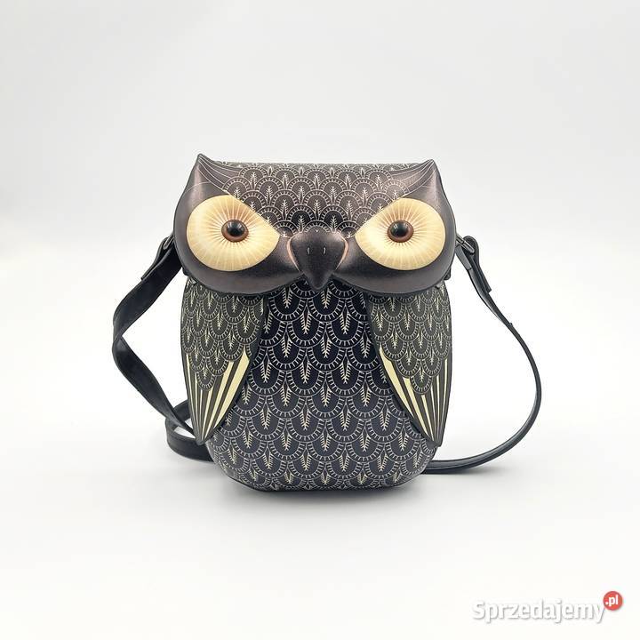 Torebka damska skórzana na ramie czarna sowa Zawiercie