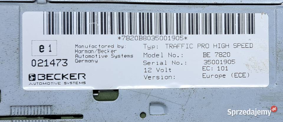 RADIO BECKER BE 7820 TRAFFIC PRO HIGH SPEED Mielęcin sprzedam