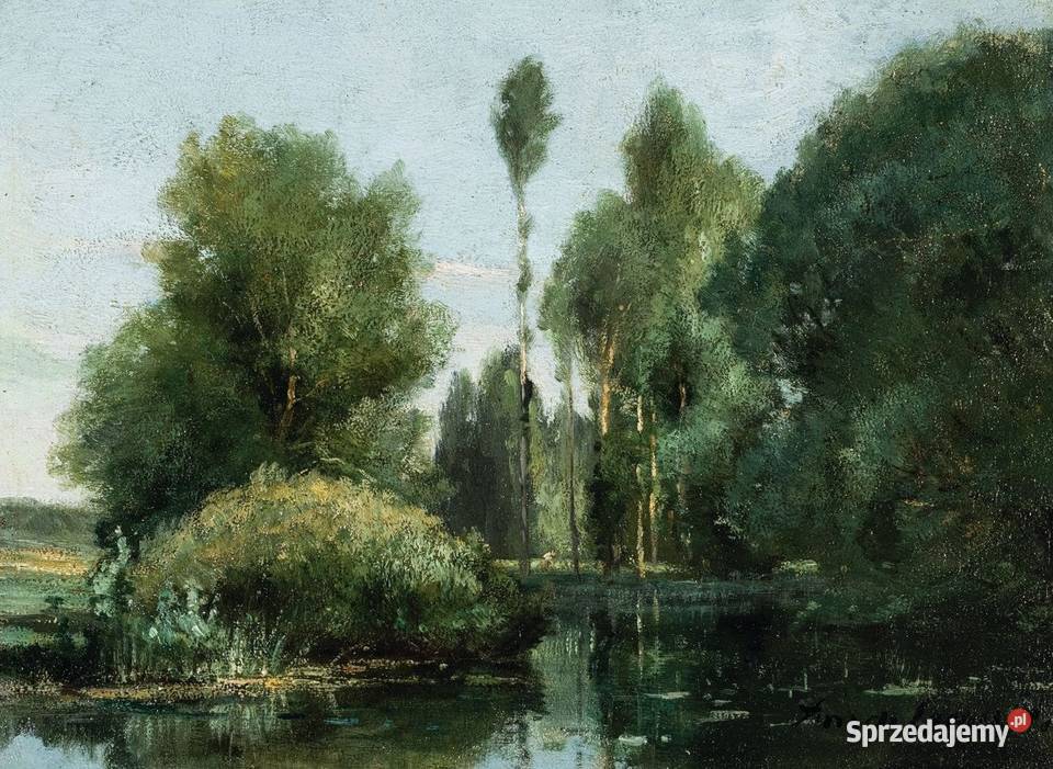 Stary obraz olejny antyk 19 wiek Kartuzy