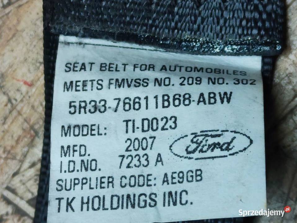 Pas Bezpieczeństwa Prawy Tył Ford Mustang V osobowe Pleszew sprzedam