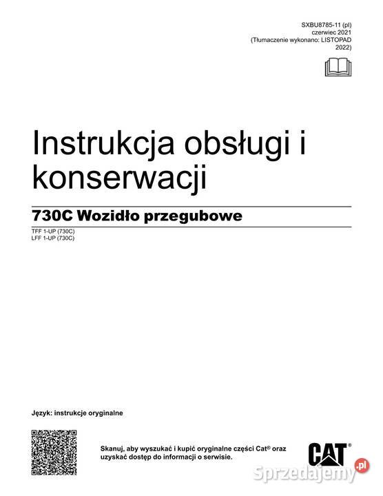 Instrukcja obsługi DTR wozidło CATERPILLAR 730C Kraków sprzedam