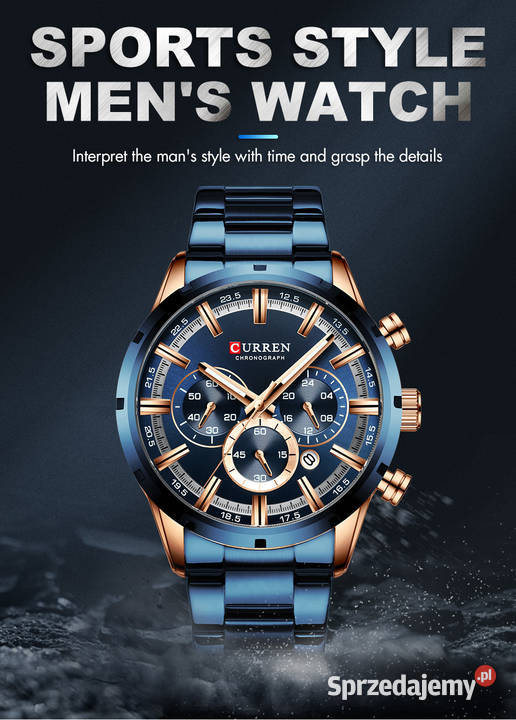 Duży sportowy zegarek męski chronograf Curren Gorzów Wielkopolski