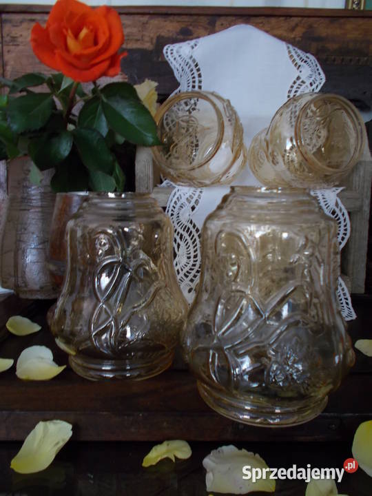 Bursztynowy Klosz PRL Zestaw5 Kwiatowe Zdobien Szczecin