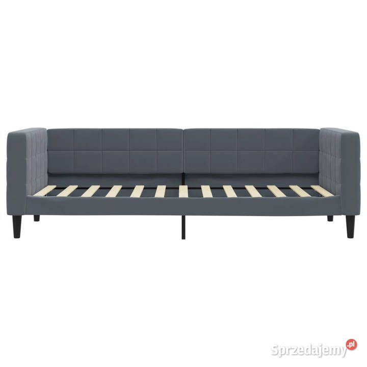 Sofa z funkcją spania ciemnoszara aksamitna Warszawa
