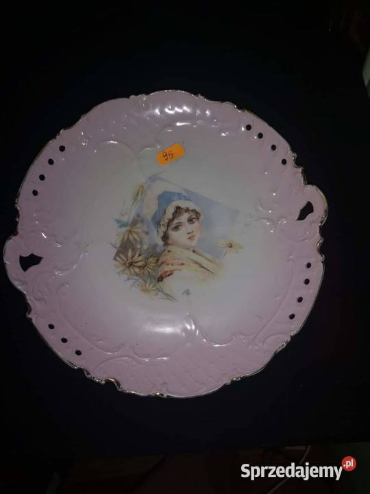 Secesja Piękna Patera reliefy z portretem pomorskie Gdańsk