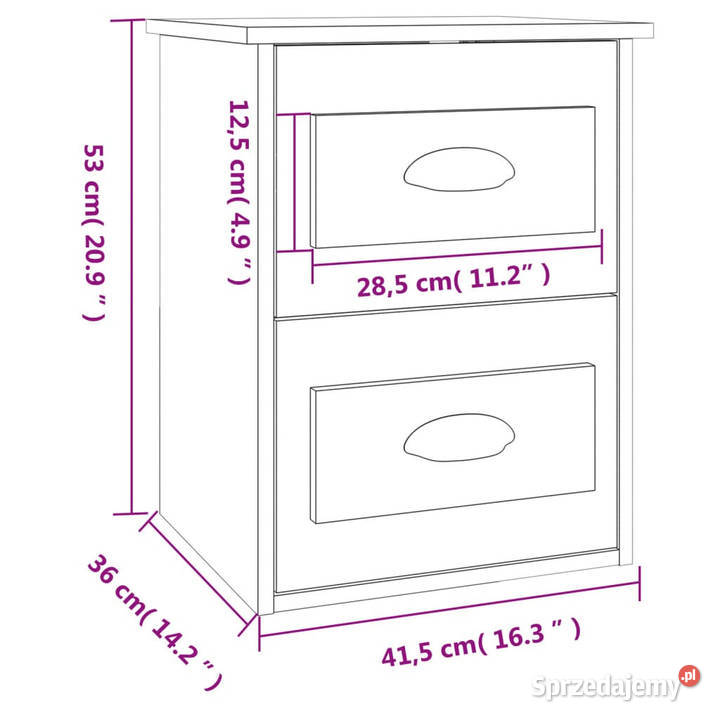 Wisząca szafka nocna czarna 415x36x53 WM816394 Warszawa