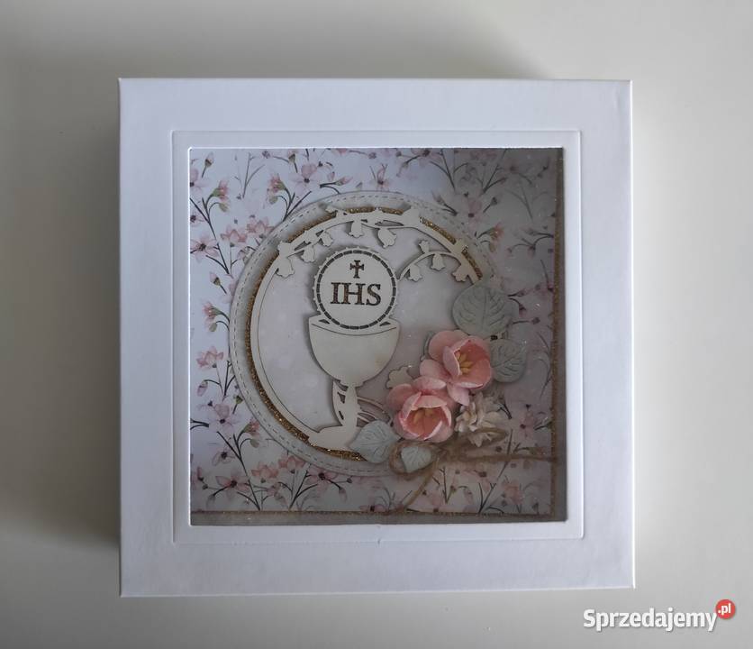 Kartka ręcznie robiona na Komunię Świętą z