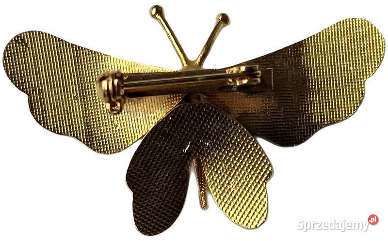 VINTAGE BROSZA CLOISONNE MOTYL W STYLU