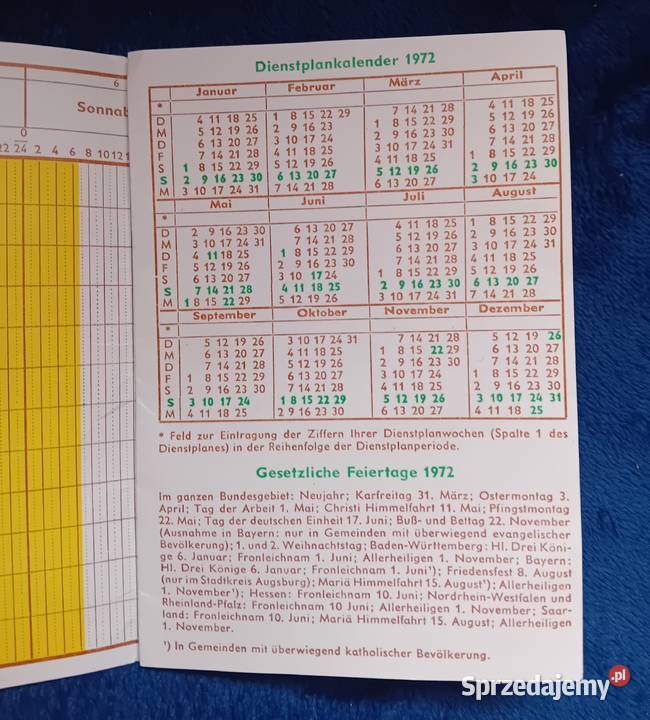 Kalendarzyk pracownika kolei NRD 1972 r wielkopolskie Koźminek sprzedam