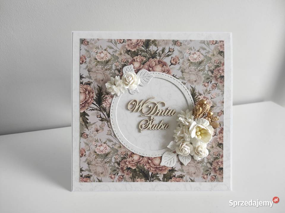 Kartka ręcznie robiona na Ślub w pudełku Łódź