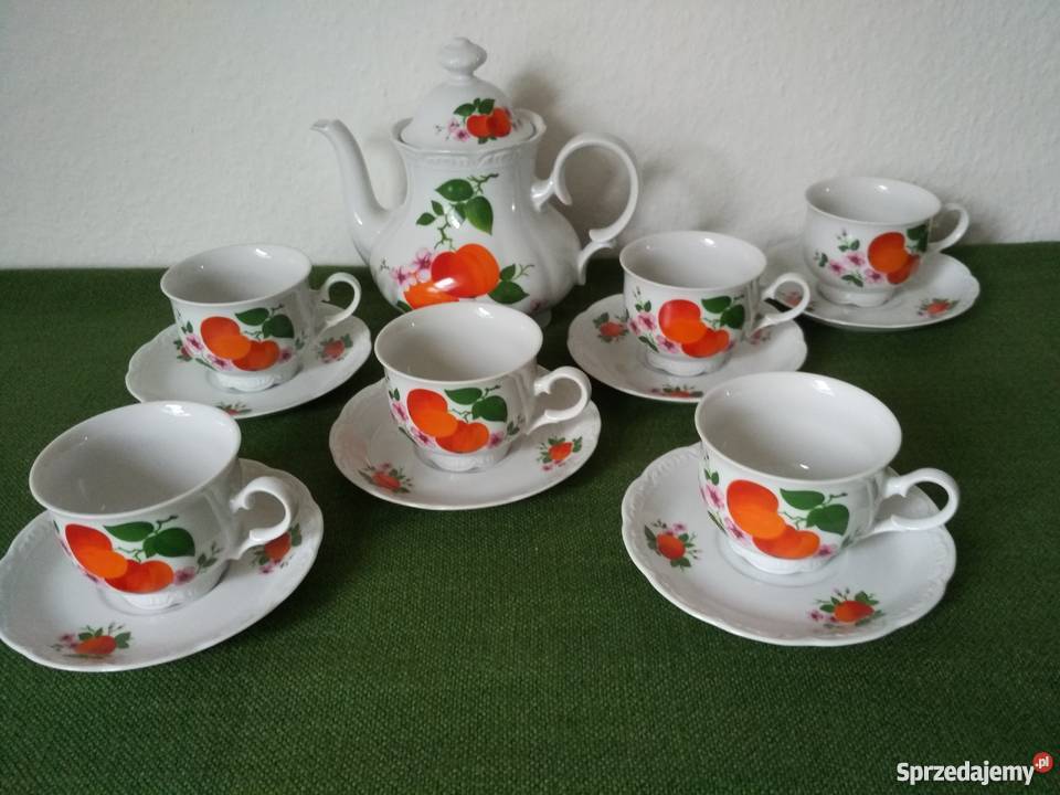 Sygnowany 5 osobowy komplet z jabłuszkami Gorlice
