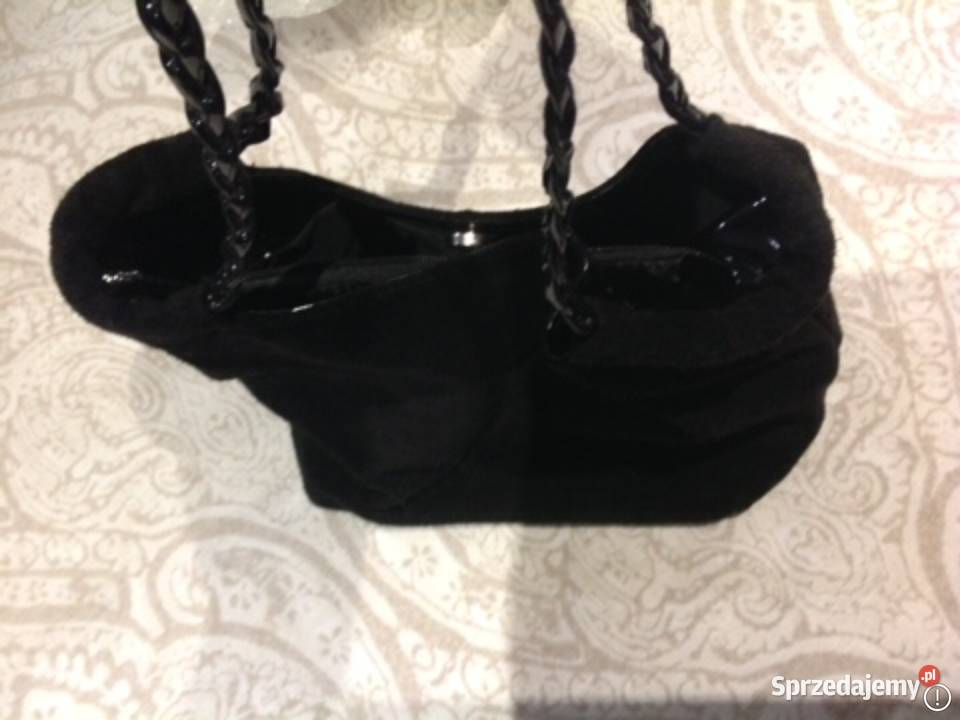 Torebka Czarna Skórzana Zamszowa Damska Nowa Sól