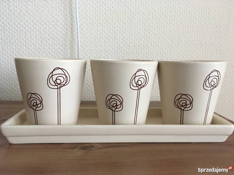 Doniczka 3 sztuki różowa w kwiaty Doniczki Warszawa