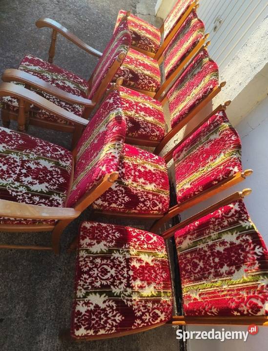 Komplet krzeseł vintage fotele lite drewno dolnośląskie Wałbrzych