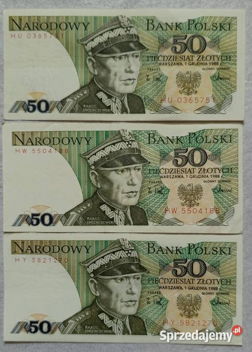 PRL banknot 50 NBP 1988 seria KH Karol Ełk