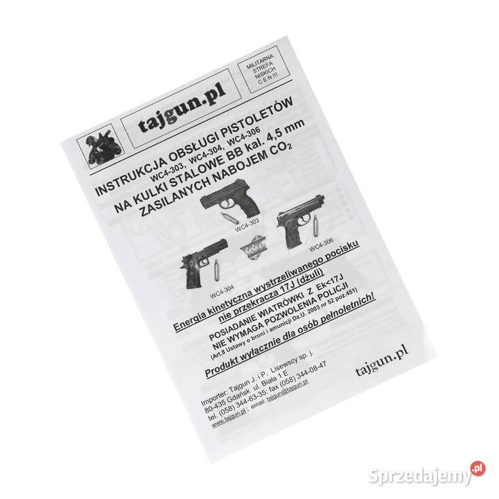 Pistolet wiatrówka Wingun WC4304 B 45 mm BB CO2 Warszawa