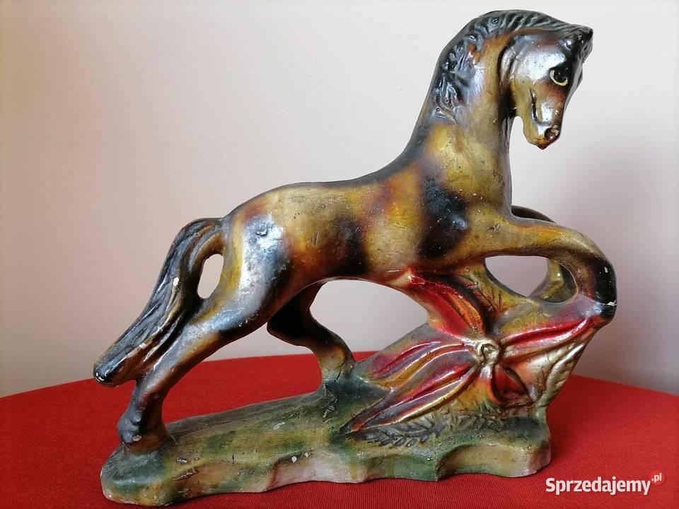 Figura Masywna Gipsowa Koń 1970 dolnośląskie Wałbrzych