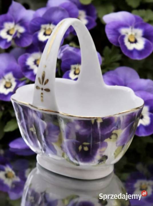 Uroczy porcelanowy koszyczek z motywem pięknych łódzkie Pabianice