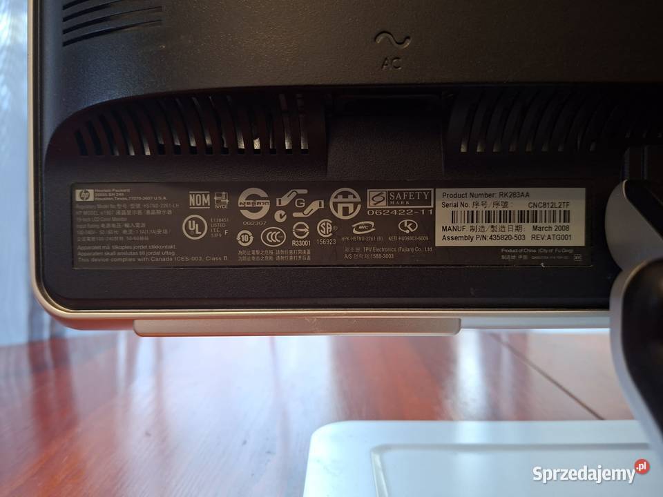 Monitor HP 19 HSTND2261LH VGADVI kabel VGA HP Warszawa sprzedam