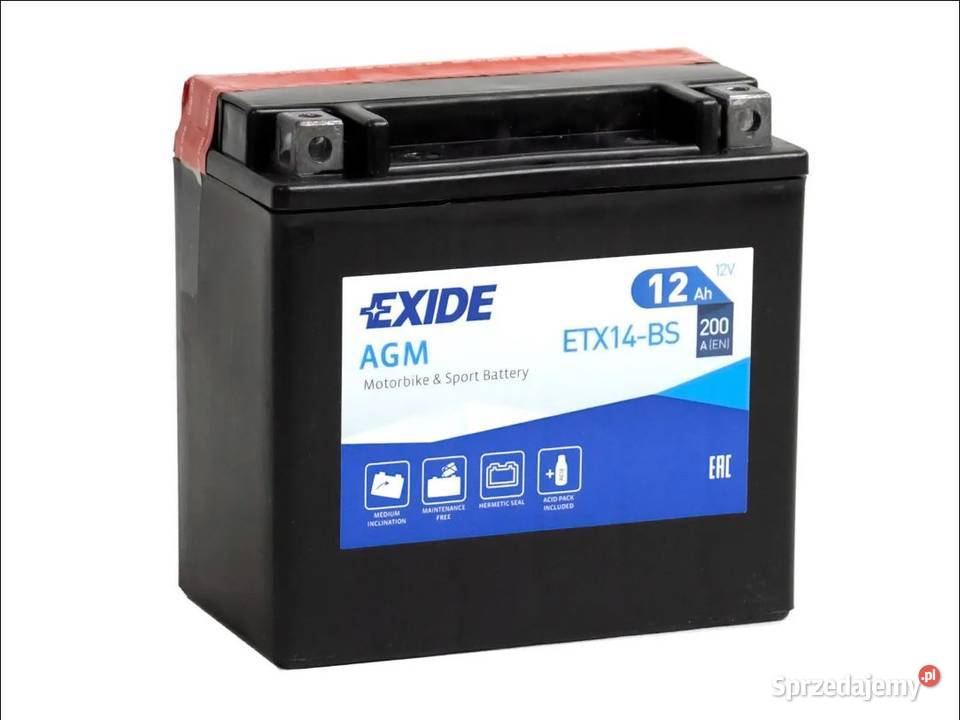 Akumulator moto EXIDE ETX14BS YTX14BS 12V 12Ah pomorskie Gdańsk sprzedam