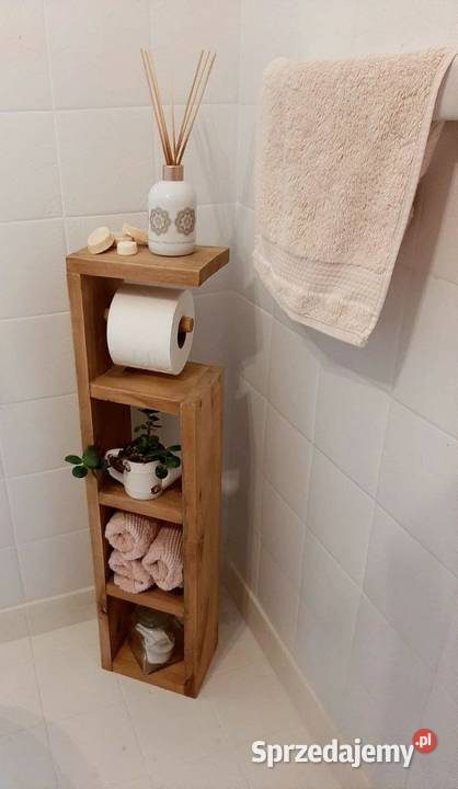 Stojak regał półka drewniana na papier toaletowy