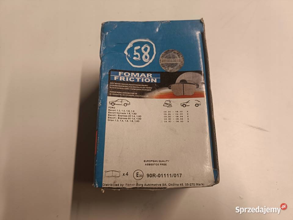 Ford Escort MK6 Orion PRZEDNIE KLOCKI HAMULCOWE lubelskie Chełm