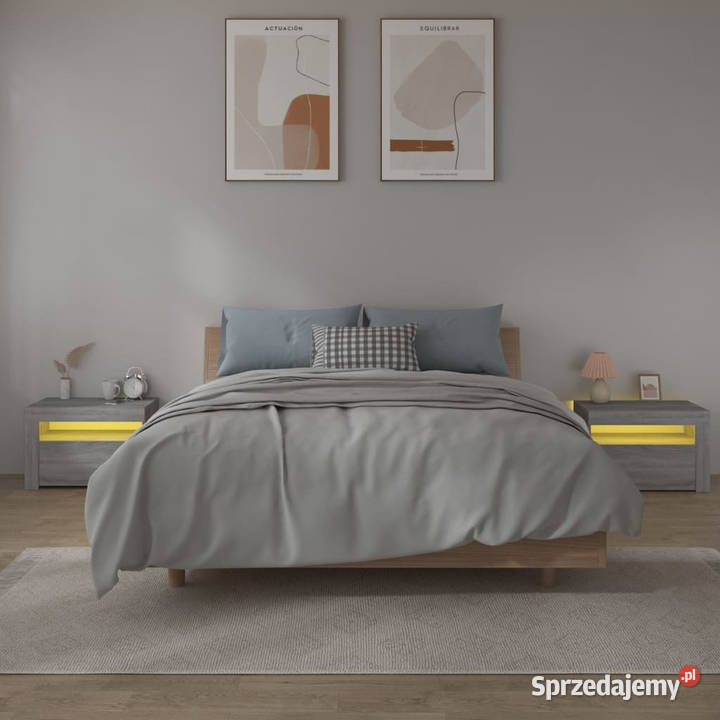 Szafki nocne z LED 2 szary dąb sonoma 60x35x40 Warszawa