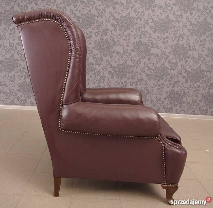 Fotel uszak skóra naturalna wygodny 4111 Nysa