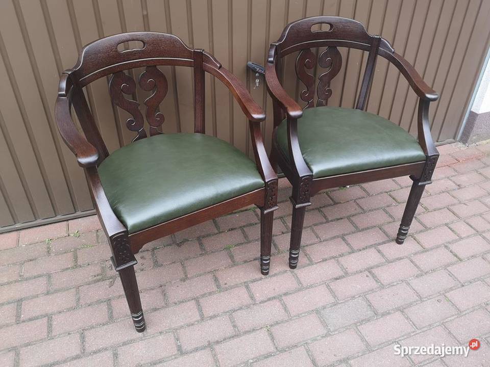 Stary Fotel Krzesło Dębowe Gabinetowe Komplet