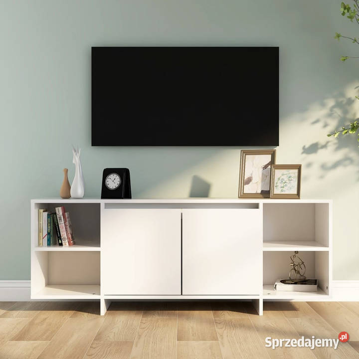 Szafka pod TV biała 130x35x50 materiał