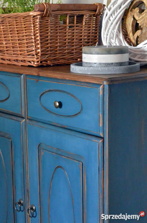 Komoda niebieska ręcznie malowana przecierana Wrocław