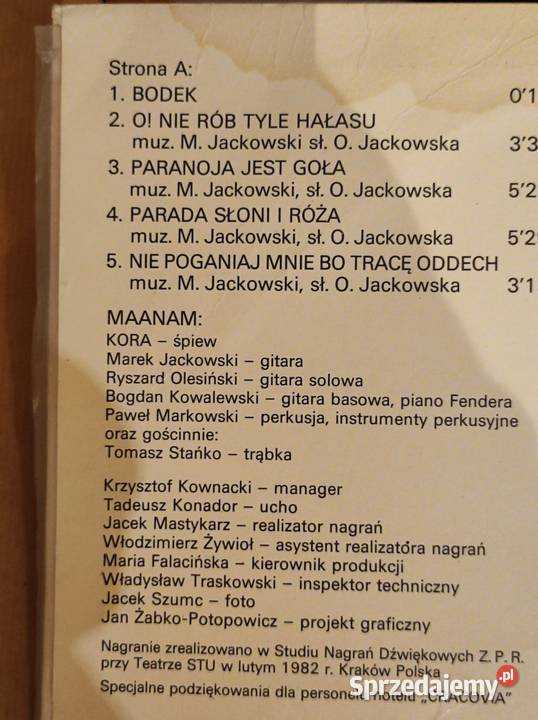 1982 Maanam O Kora Jackowski Stańko Płyta Płyty i kasety Kielce