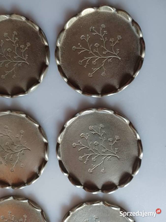 Komplet sześciu pięknych sygnowanych talerzyków Poznań