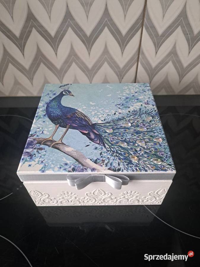 Szkatułka z pawiem decoupage z cyrkoniami Kędzierzyn-Koźle