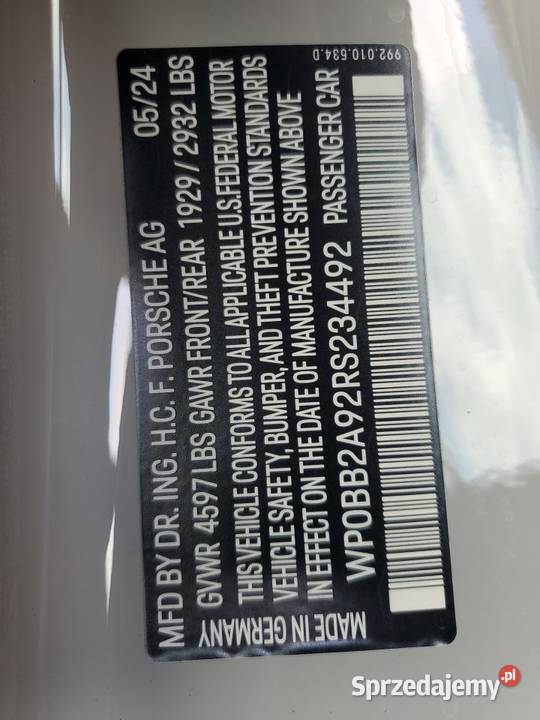 2024 PORSCHE 911 TARGA 4S 911 Częstochowa