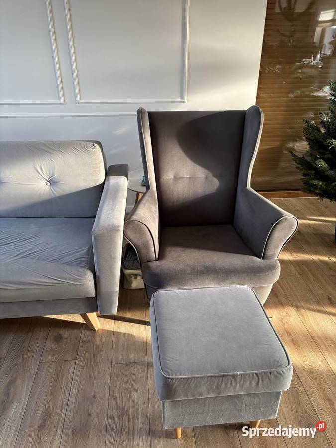 Sofa z fotelem i pufa Zestaw wypoczynkowy Wrocław