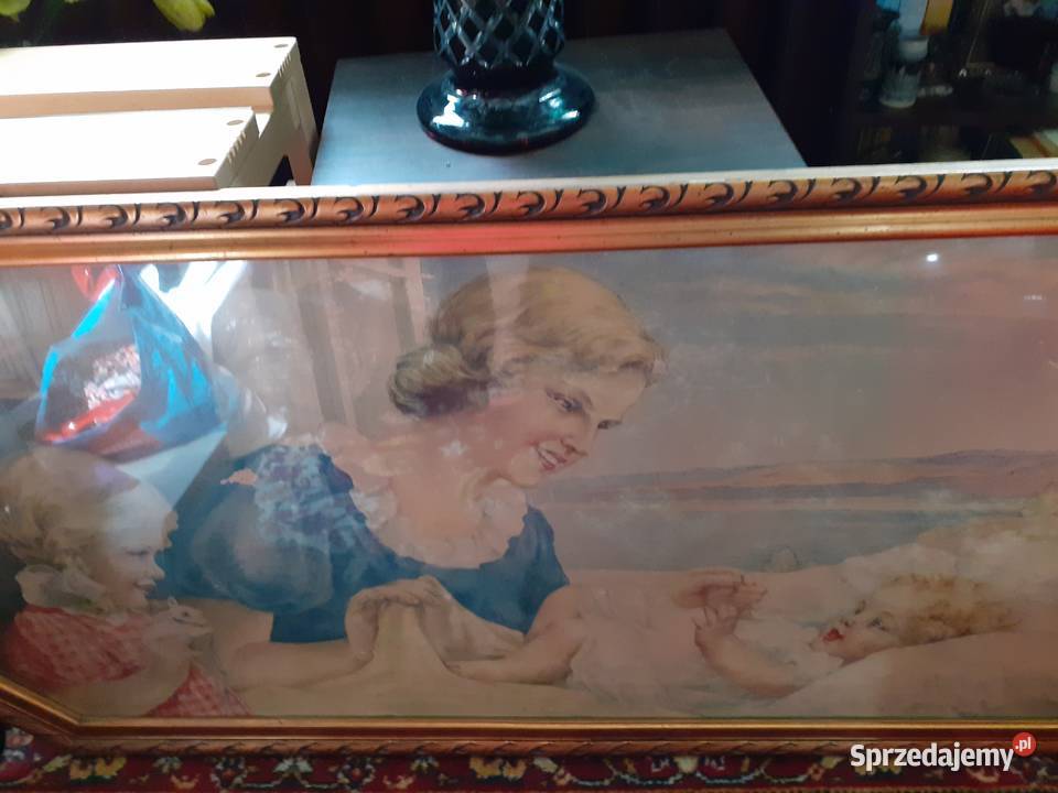 Obraz przedwojennych malarz nieznany złota rama Warszawa