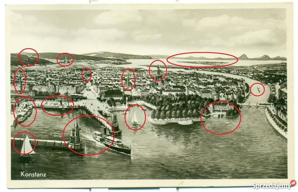 Konstanz Postkarte statki wejście do portu sprzedam