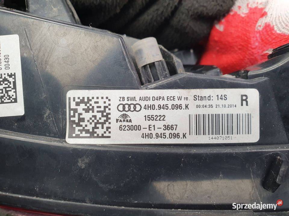LAMPA PRAWA TYŁ AUDI A8 L D4 4H0945096K Lipno