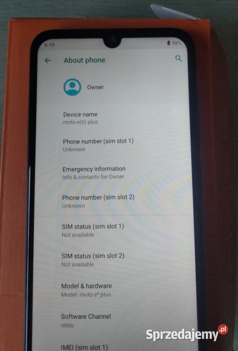 Motorola e6 XT20252 komplet pudełko ładowarka